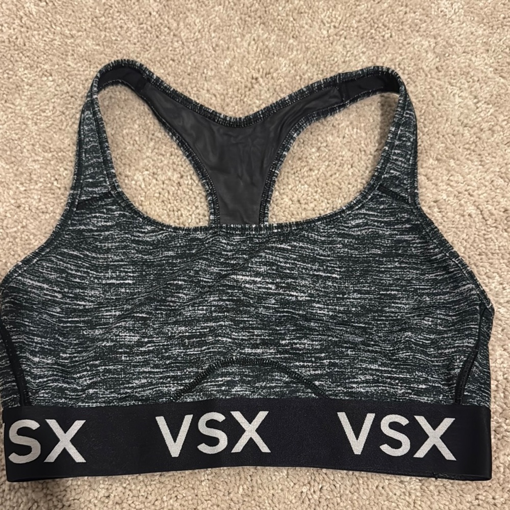VSX Black and Gray Sports Bra with Racerback Design